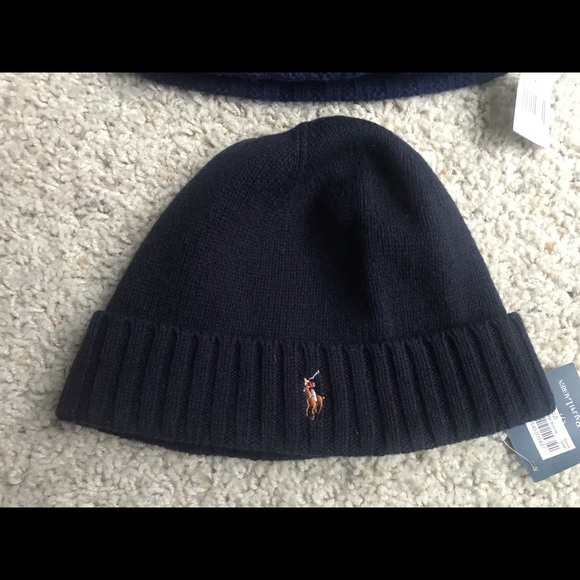 Lot 2 Ralph Lauren Polo Wool Beanies Blue - Picture 3 of 11